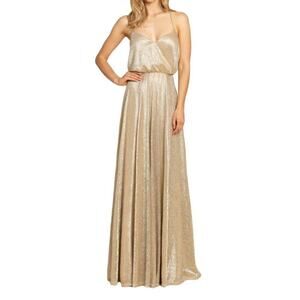 Hayley Paige Occasions Gold Maxi Dress